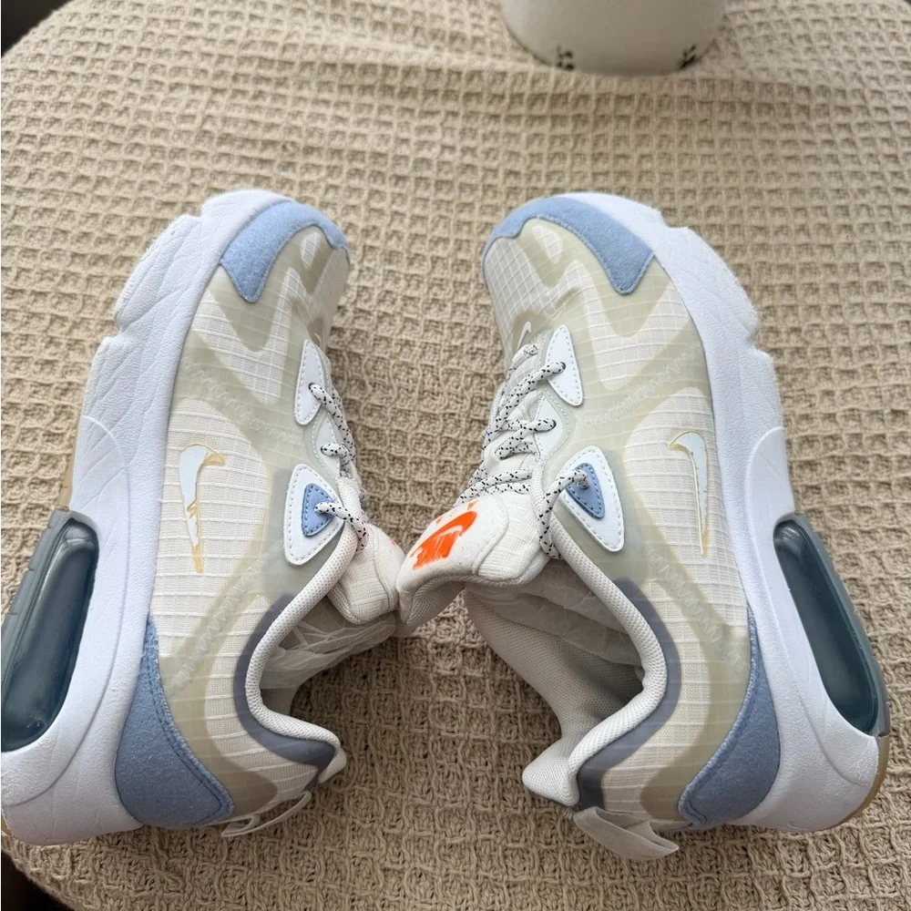 Nike Kids Air Max Sneaker - White with Light Blue and Orange Accents